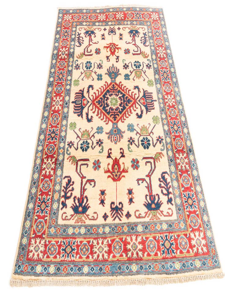 Detail image of  4' x 5' 10  Hand Knotted Kazak Rug