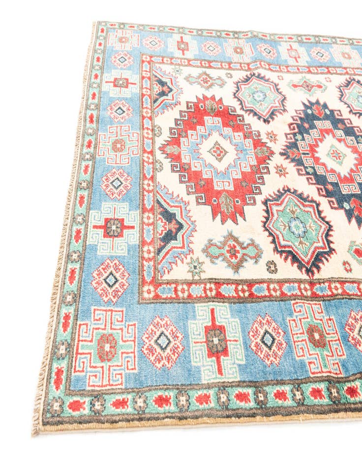 Detail image of  4' x 6' 4  Hand Knotted Kazak Rug