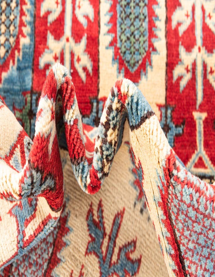 Detail image of  4' x 5' 10  Hand Knotted Kazak Rug