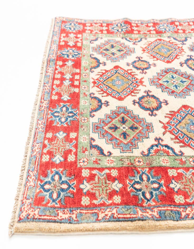 Detail image of  4' x 5' 7  Hand Knotted Kazak Rug