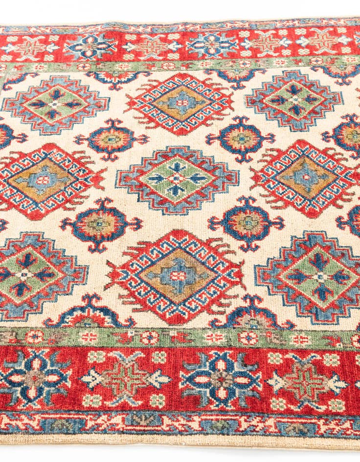Detail image of  4' x 5' 7  Hand Knotted Kazak Rug