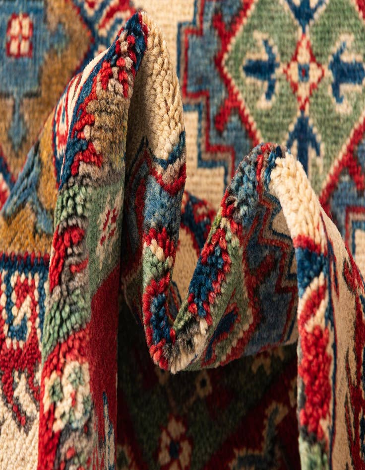 Detail image of  4' x 5' 7  Hand Knotted Kazak Rug