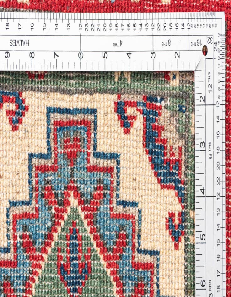 Detail image of  4' x 5' 7  Hand Knotted Kazak Rug