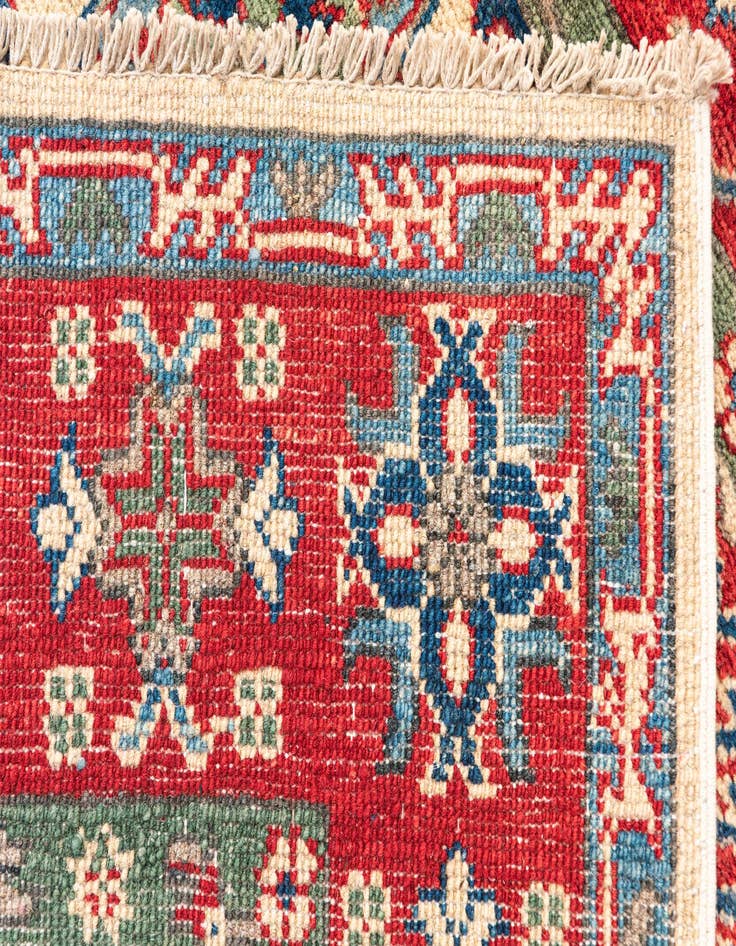 Detail image of  4' x 5' 7  Hand Knotted Kazak Rug
