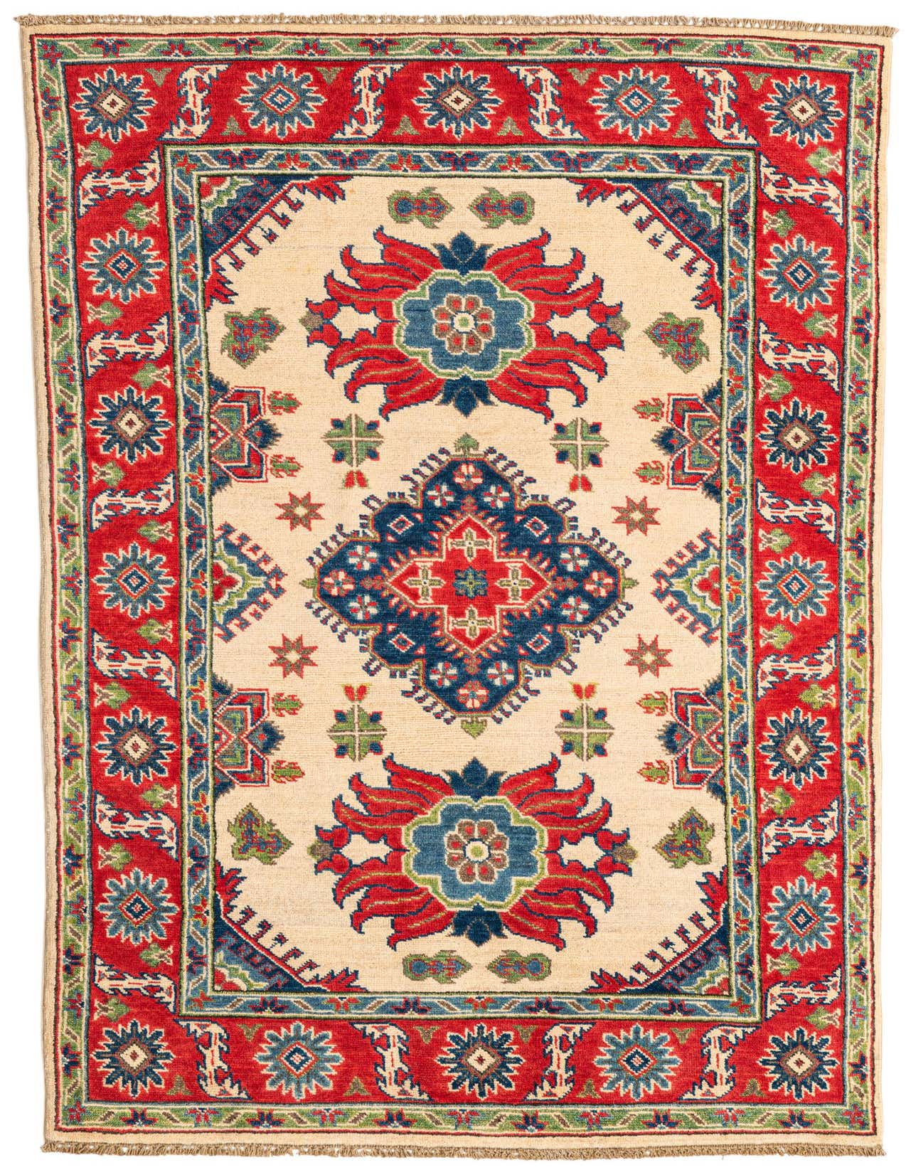 Primary image  4' x 6' 3  Hand Knotted Kazak Rug