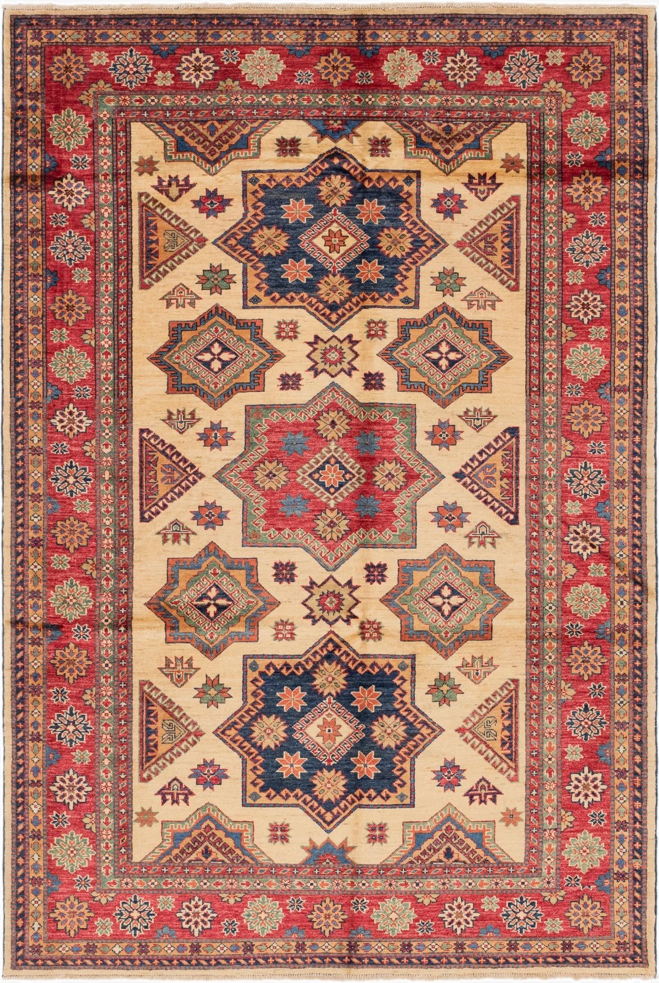  5' 9 x 8' 7  Hand Knotted Kazak Oriental Rug