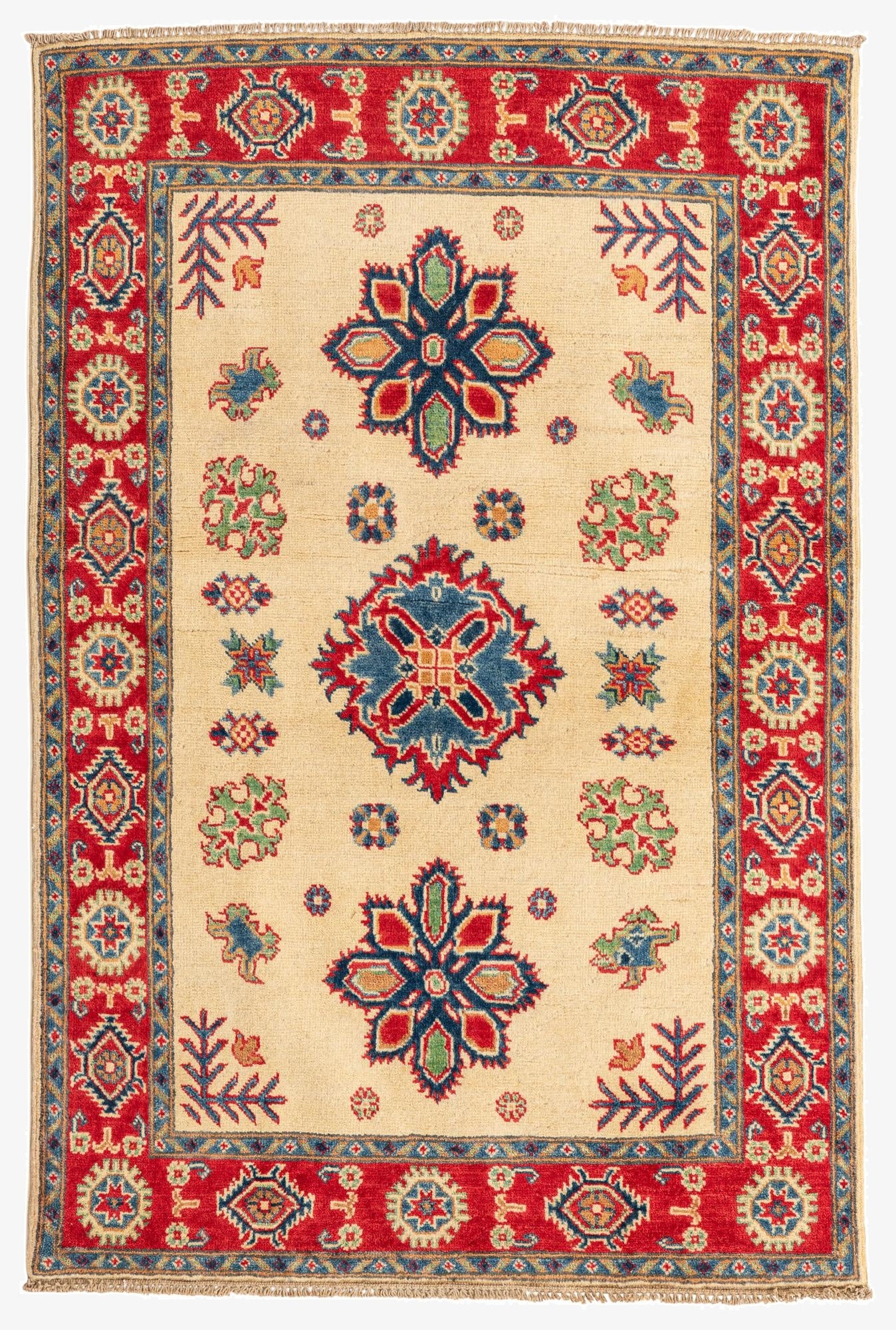 3' 4 x 5' 1  Hand Knotted Kazak Rug