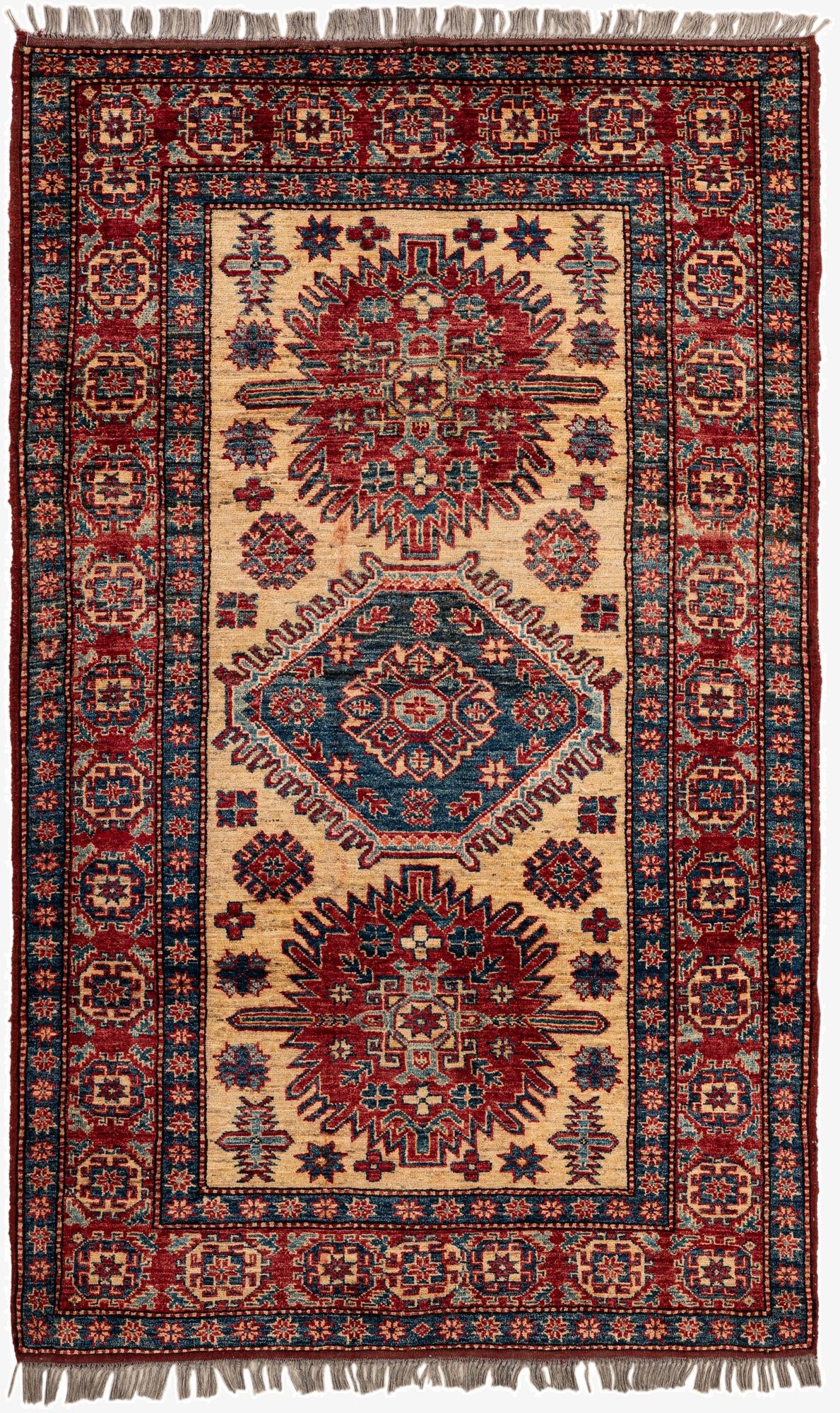  4' 1 x 6' 6  Hand Knotted Kazak Wool Rug