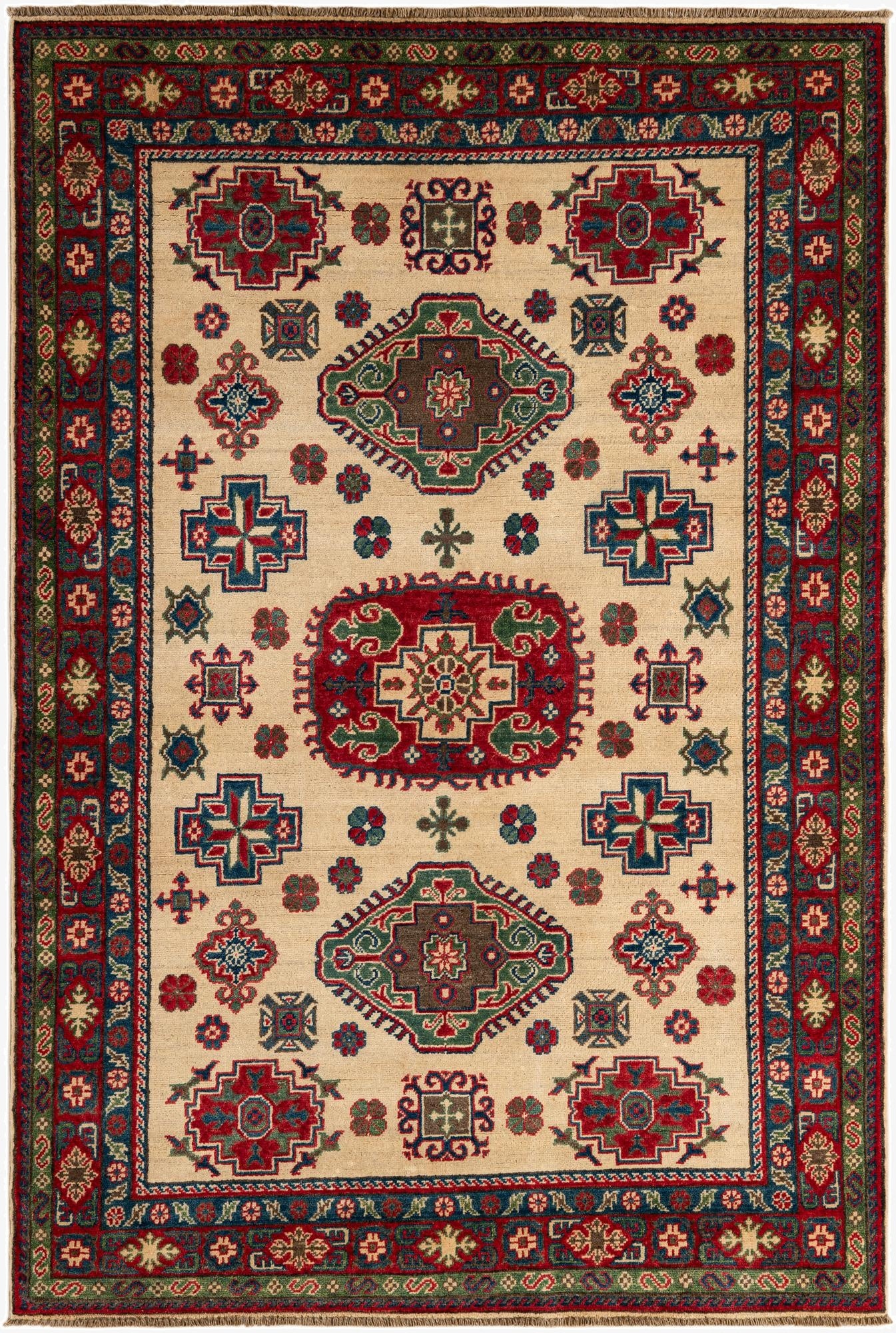  5' x 7' 2  Hand Knotted Kazak Rug