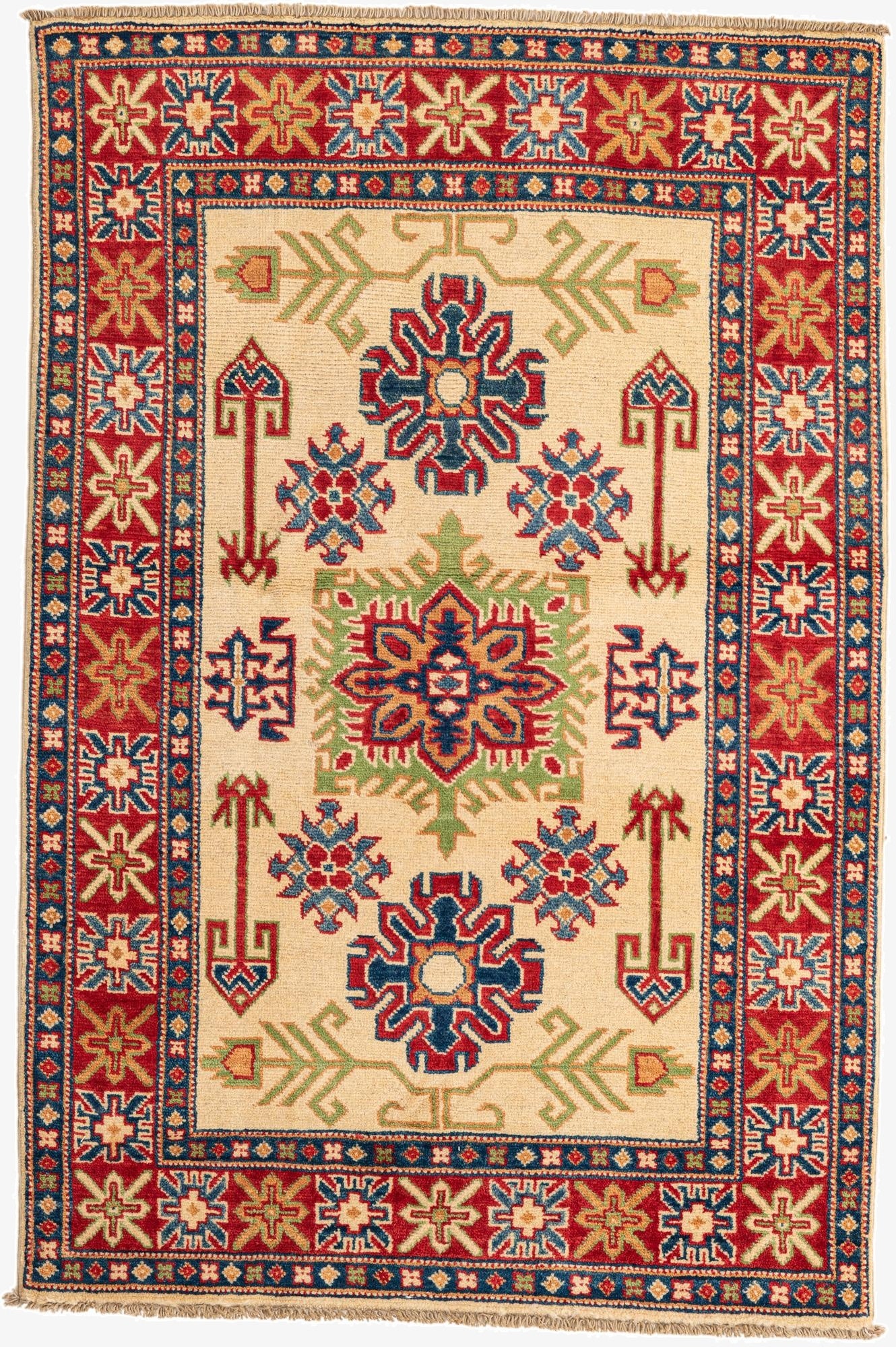  3' 3 x 4' 10  Hand Knotted Kazak Rug