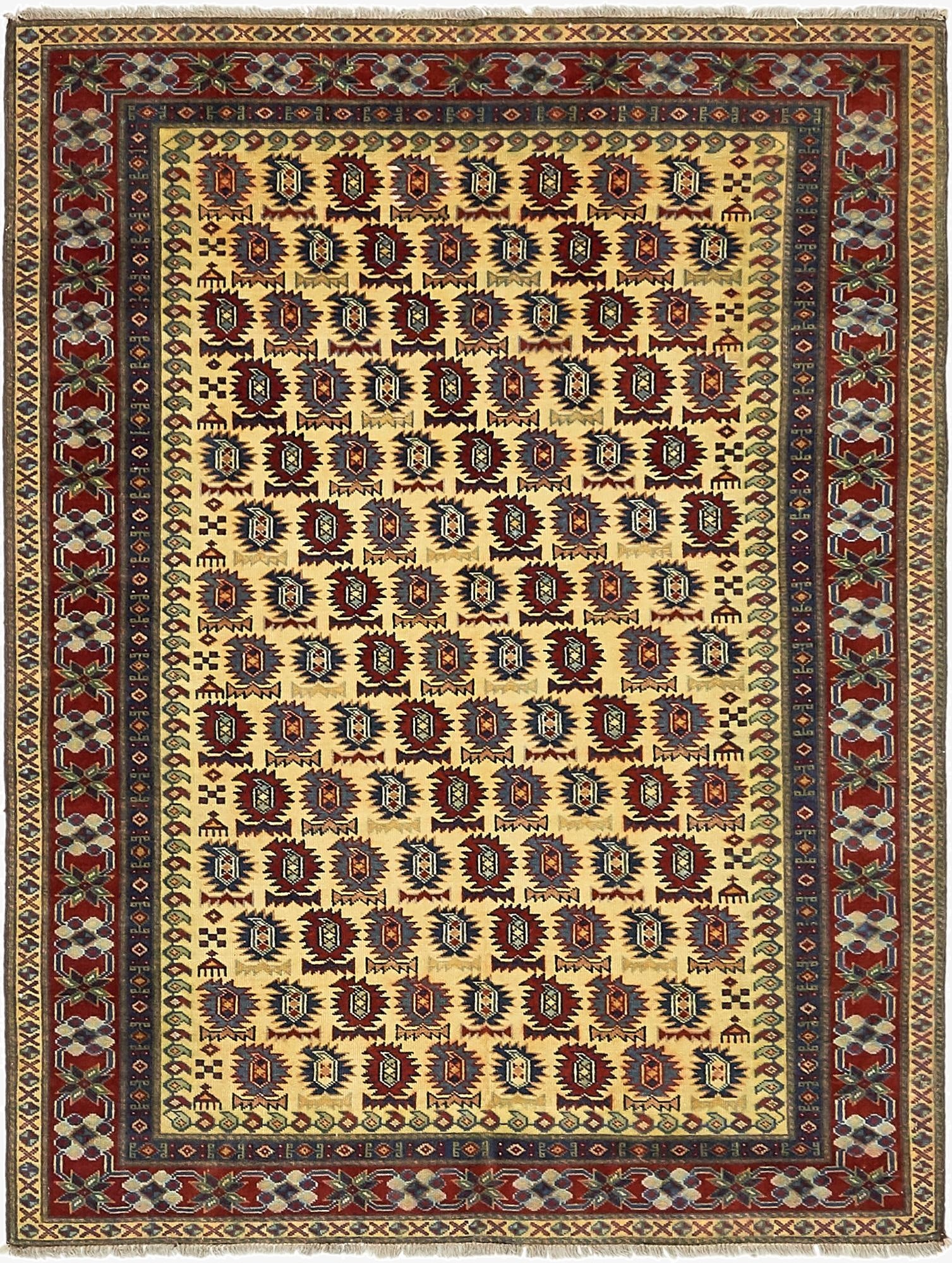  4' x 5' 6  Hand Knotted Kazak Rug