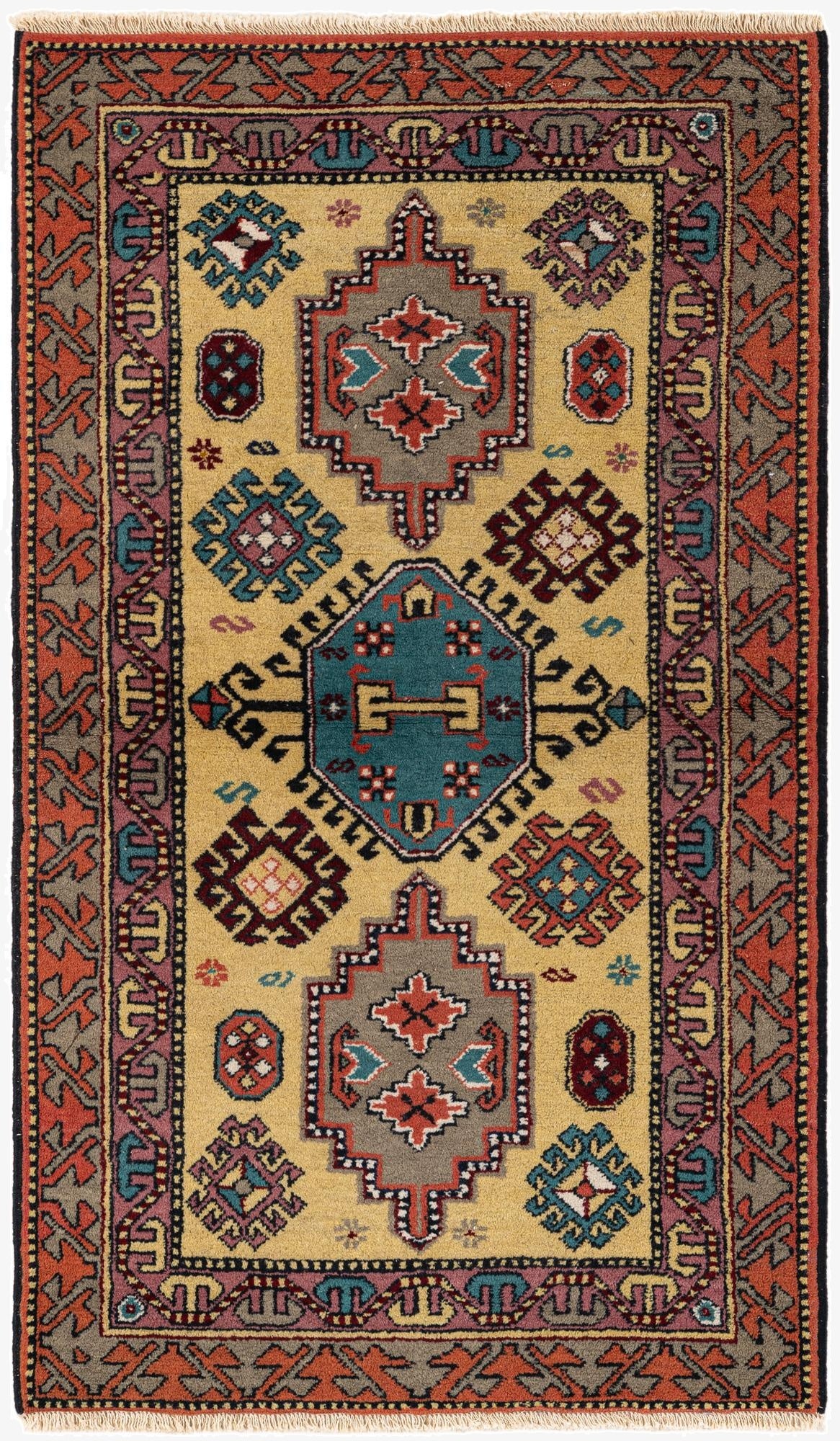  2' 7 x 4' 5  Hand Knotted Kazak Wool Rug
