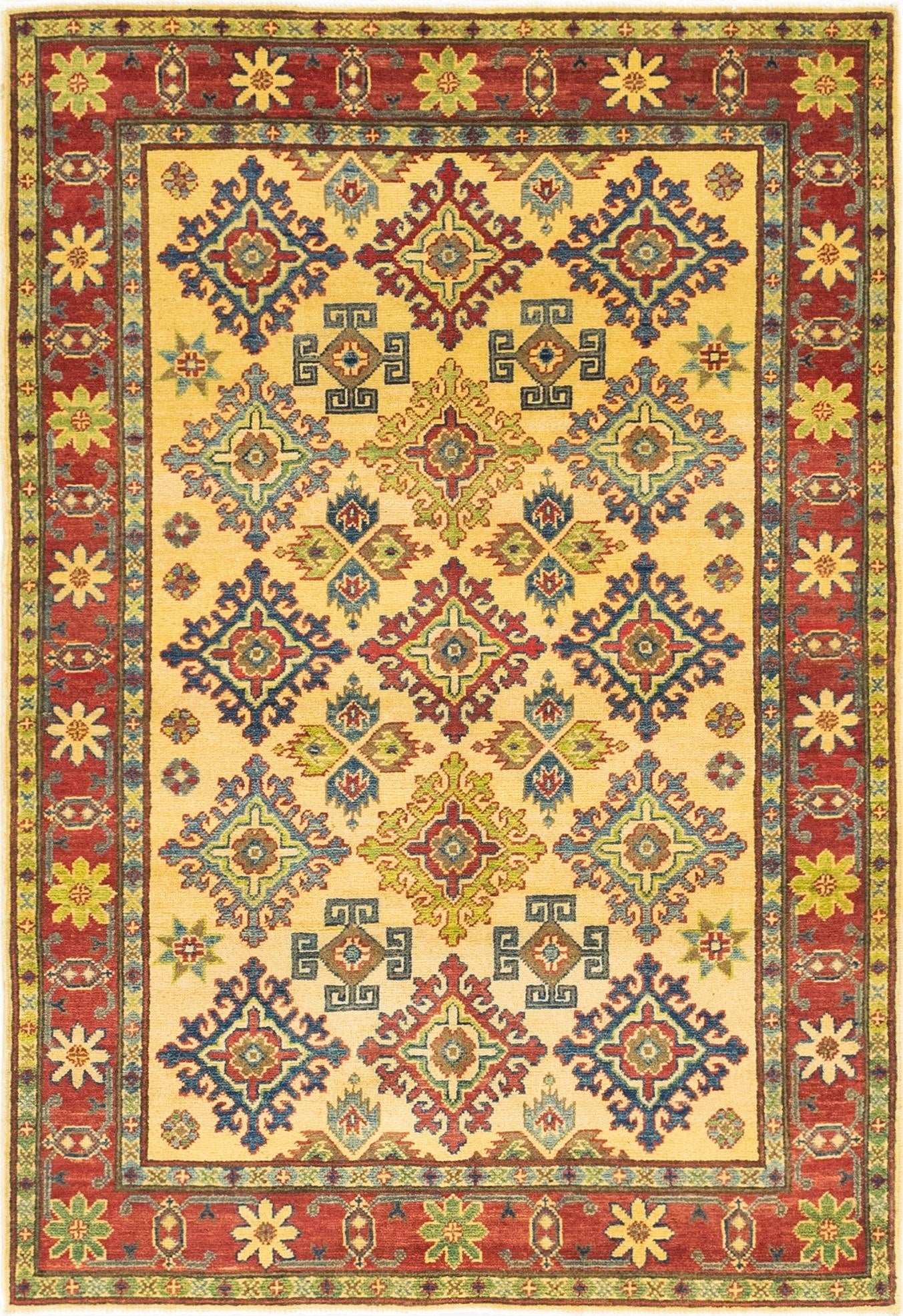  4' x 6' 4  Hand Knotted Kazak Rug
