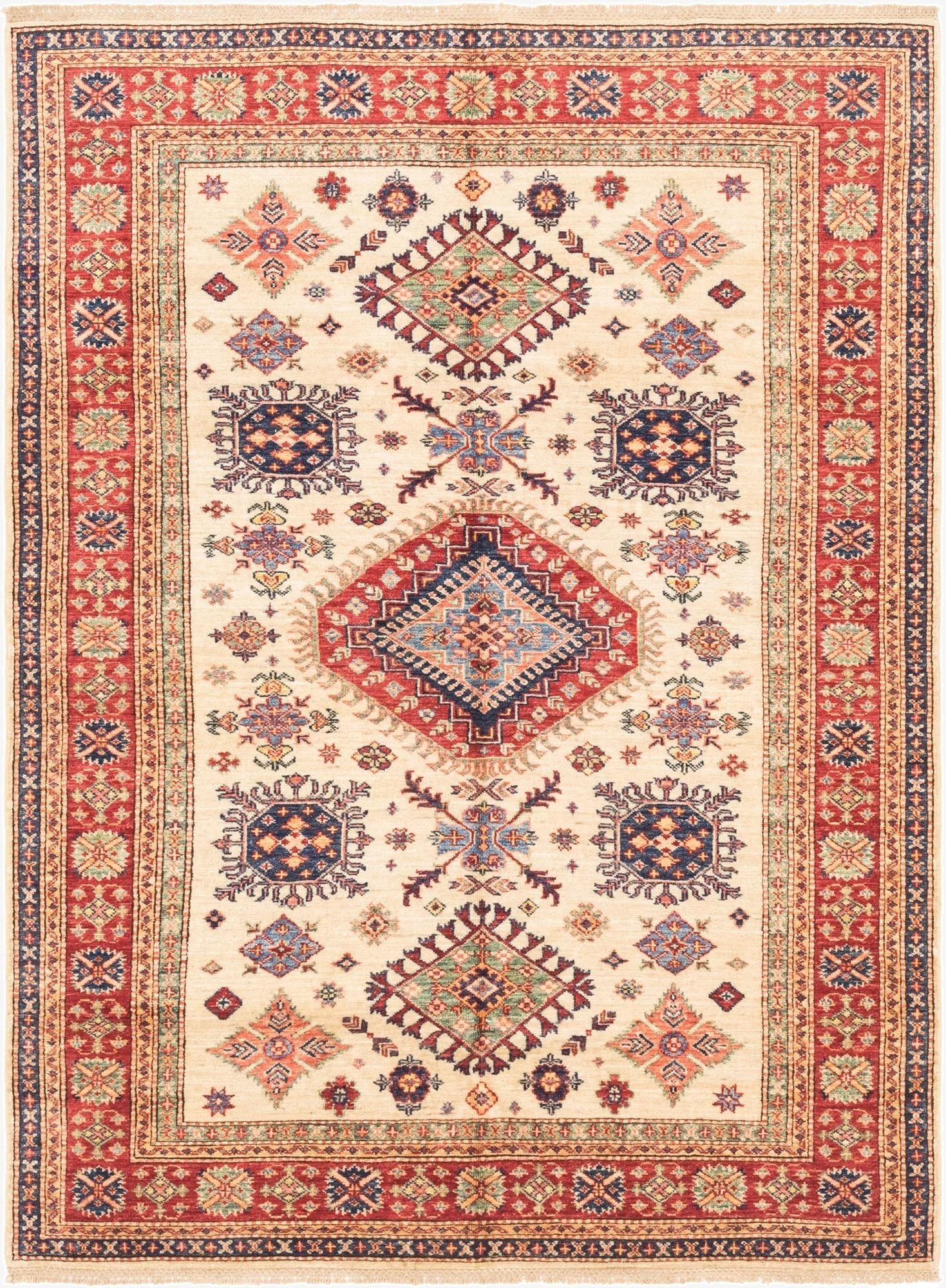  4' 10 x 6' 8  Hand Knotted Kazak Oriental Rug