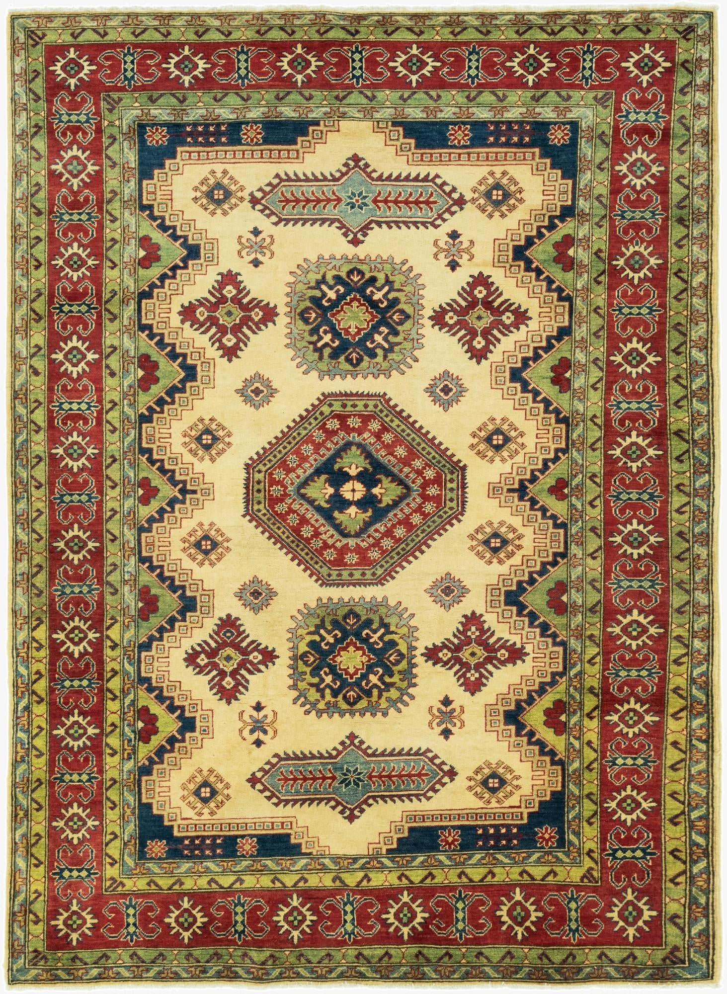  6' 8 x 9' 2  Hand Knotted Kazak Rug
