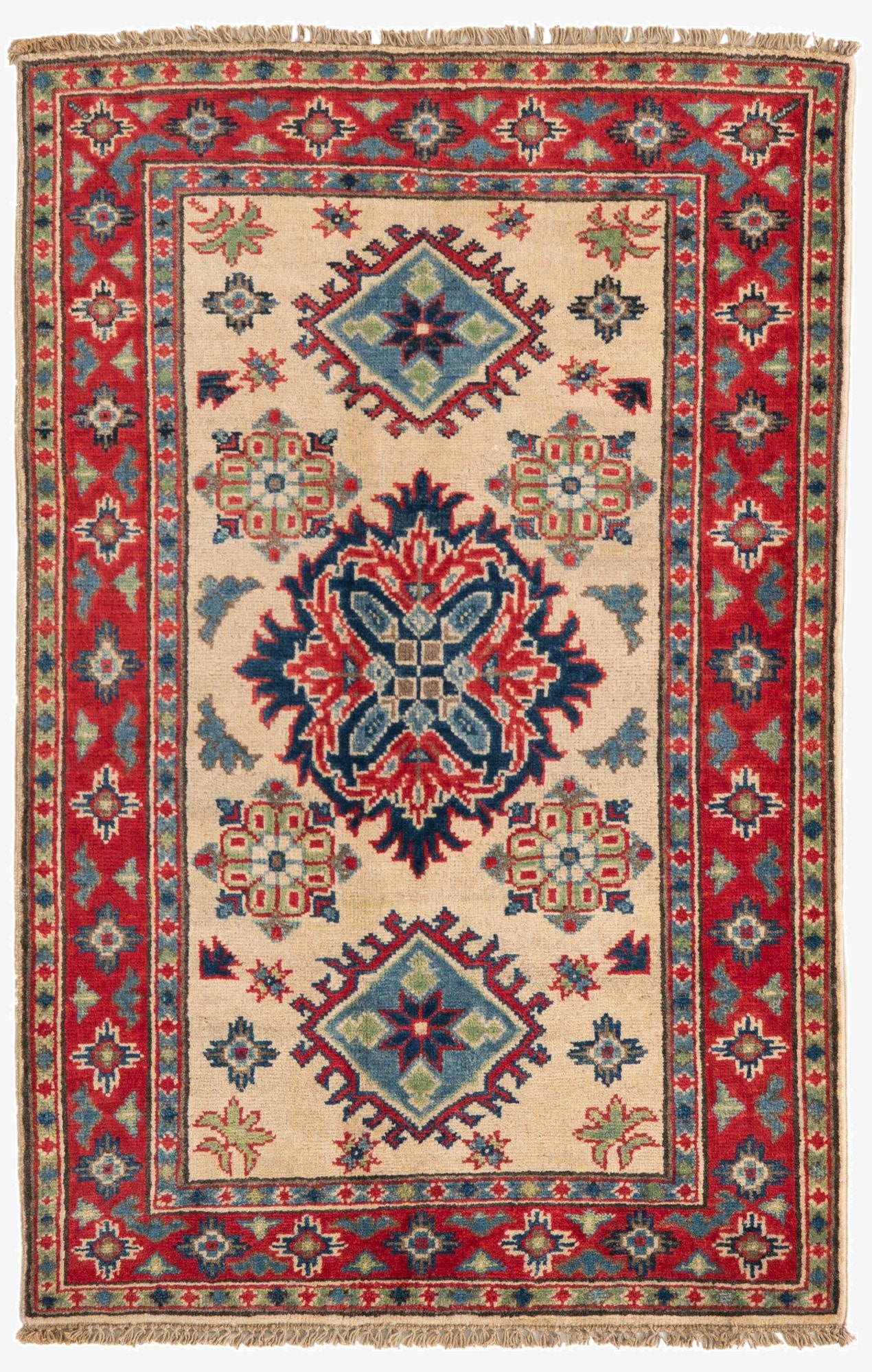  2' 9 x 4' 4  Hand Knotted Kazak Rug