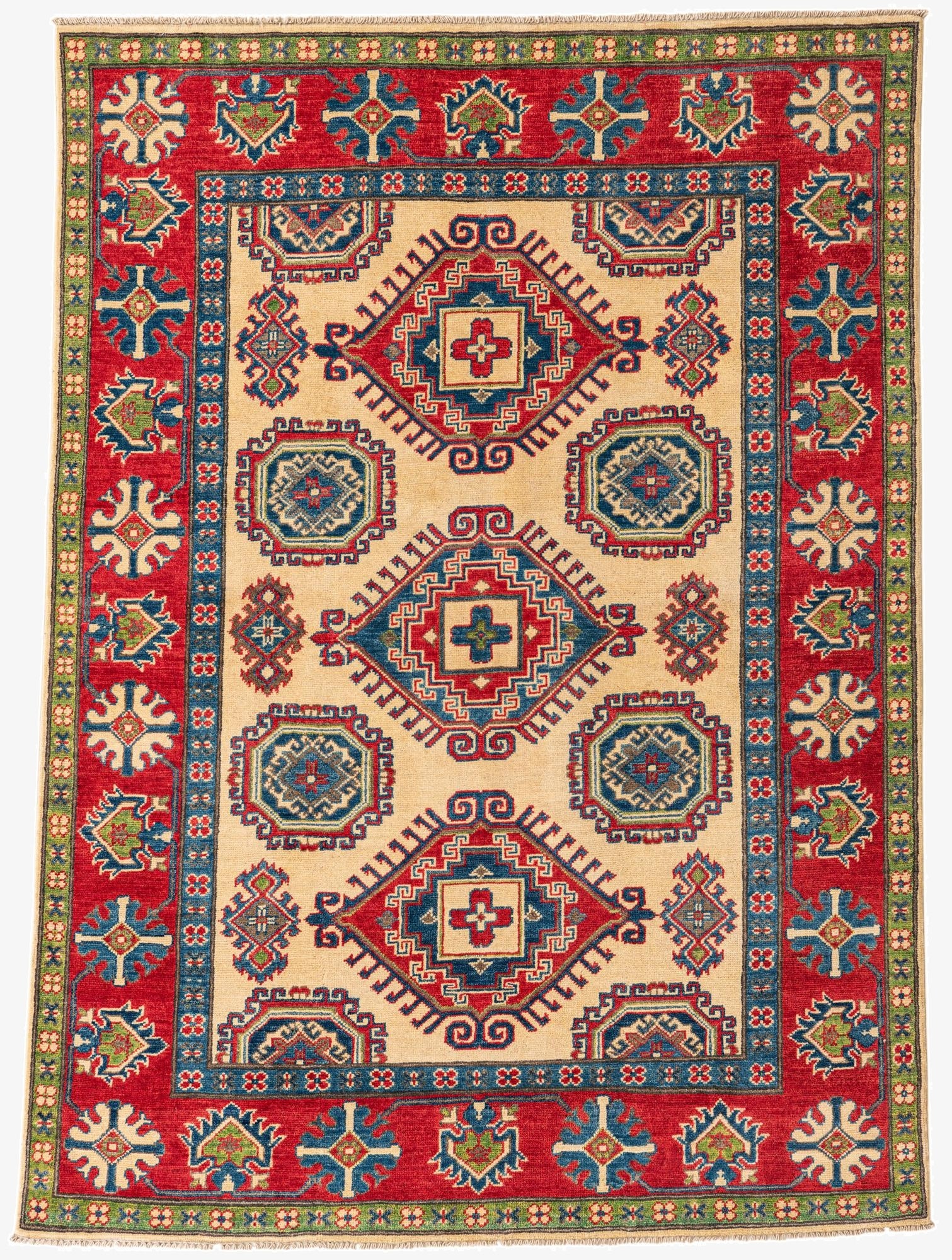  4' 9 x 6' 7  Hand Knotted Kazak Rug