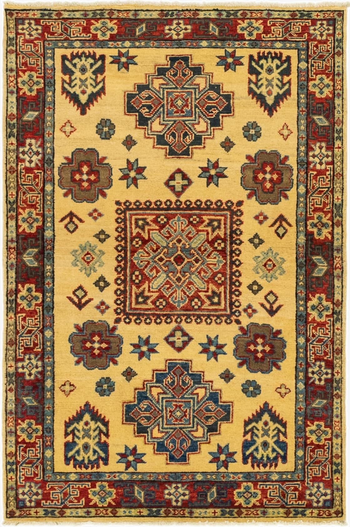  3' 1 x 4' 11  Hand Knotted Kazak Rug