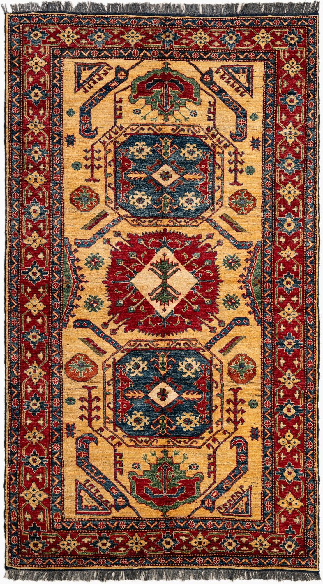  4' 9 x 8' 4  Hand Knotted Kazak Wool Rug