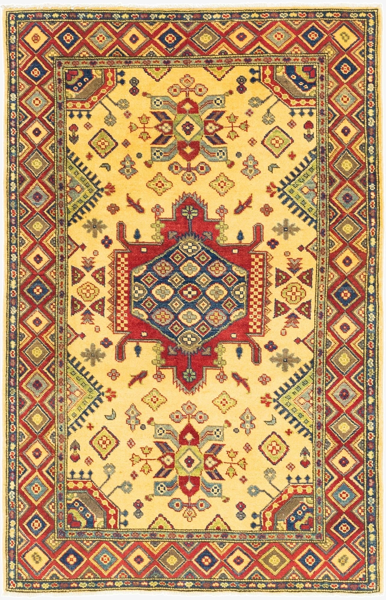  4' x 6' 2  Hand Knotted Kazak Rug