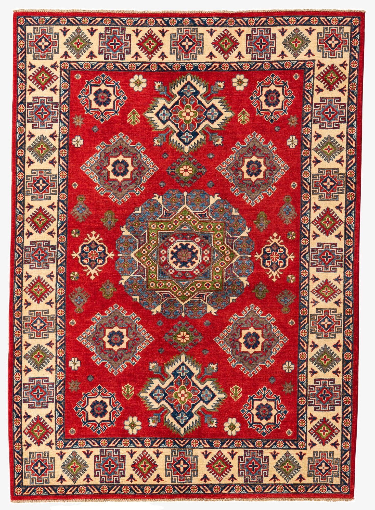  5' 8 x 7' 9  Hand Knotted Kazak Rug