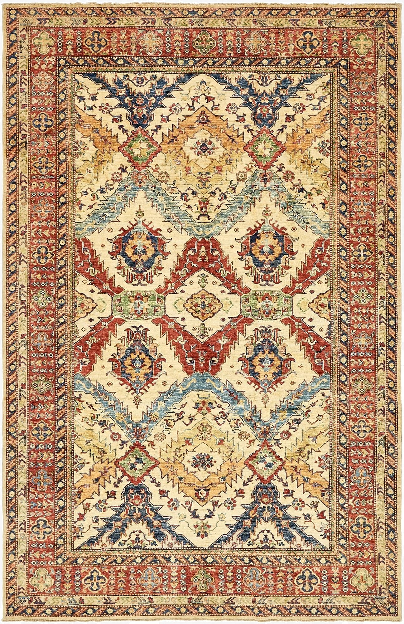  6' 8 x 10' 4  Hand Knotted Kazak Oriental Rug