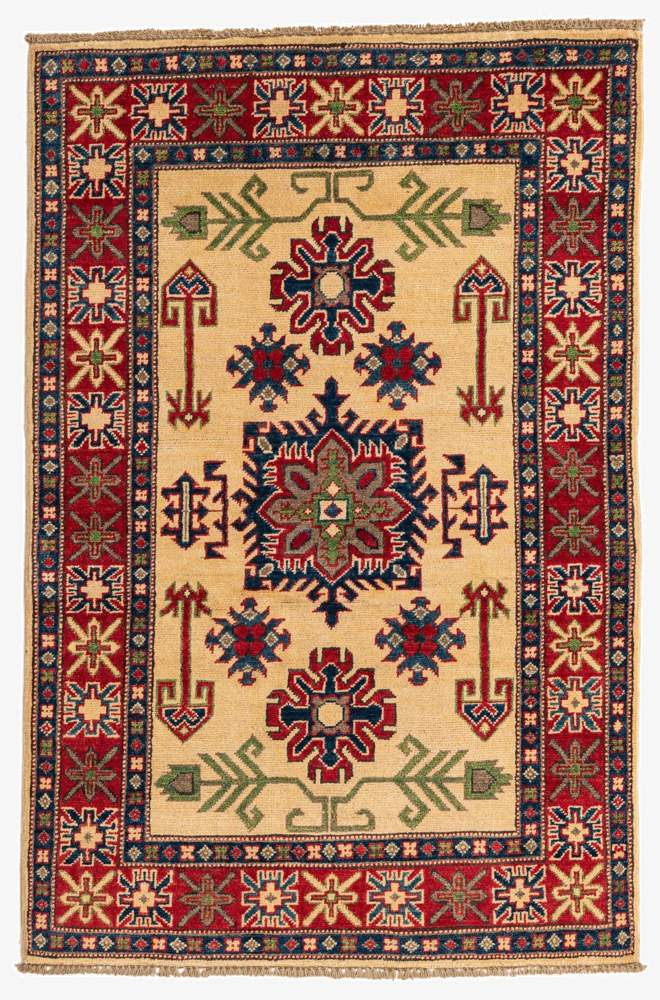  3' 4 x 5'  Hand Knotted Kazak Rug