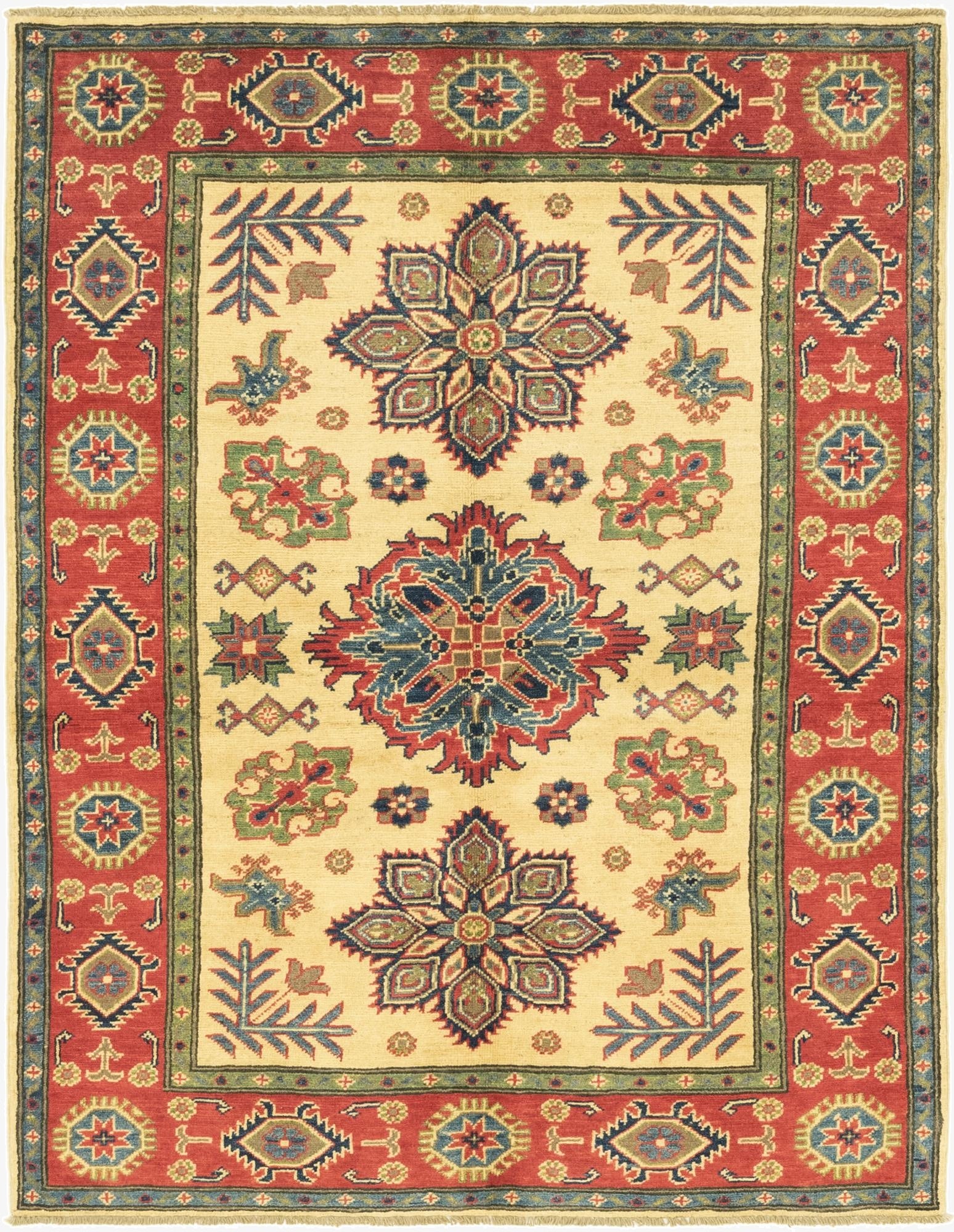  4' 4 x 5' 8  Hand Knotted Kazak Rug