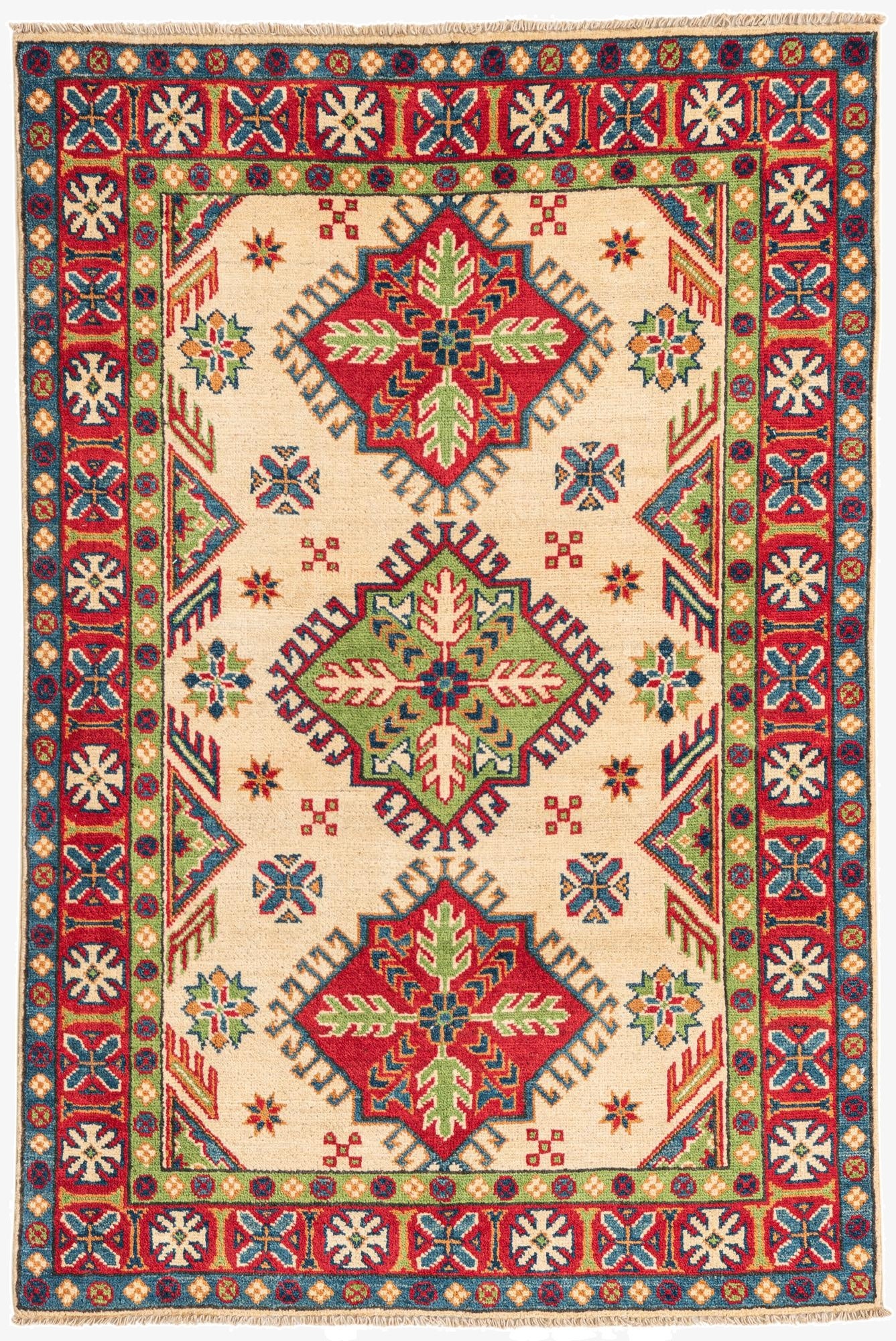  3' 4 x 5'  Hand Knotted Kazak Rug