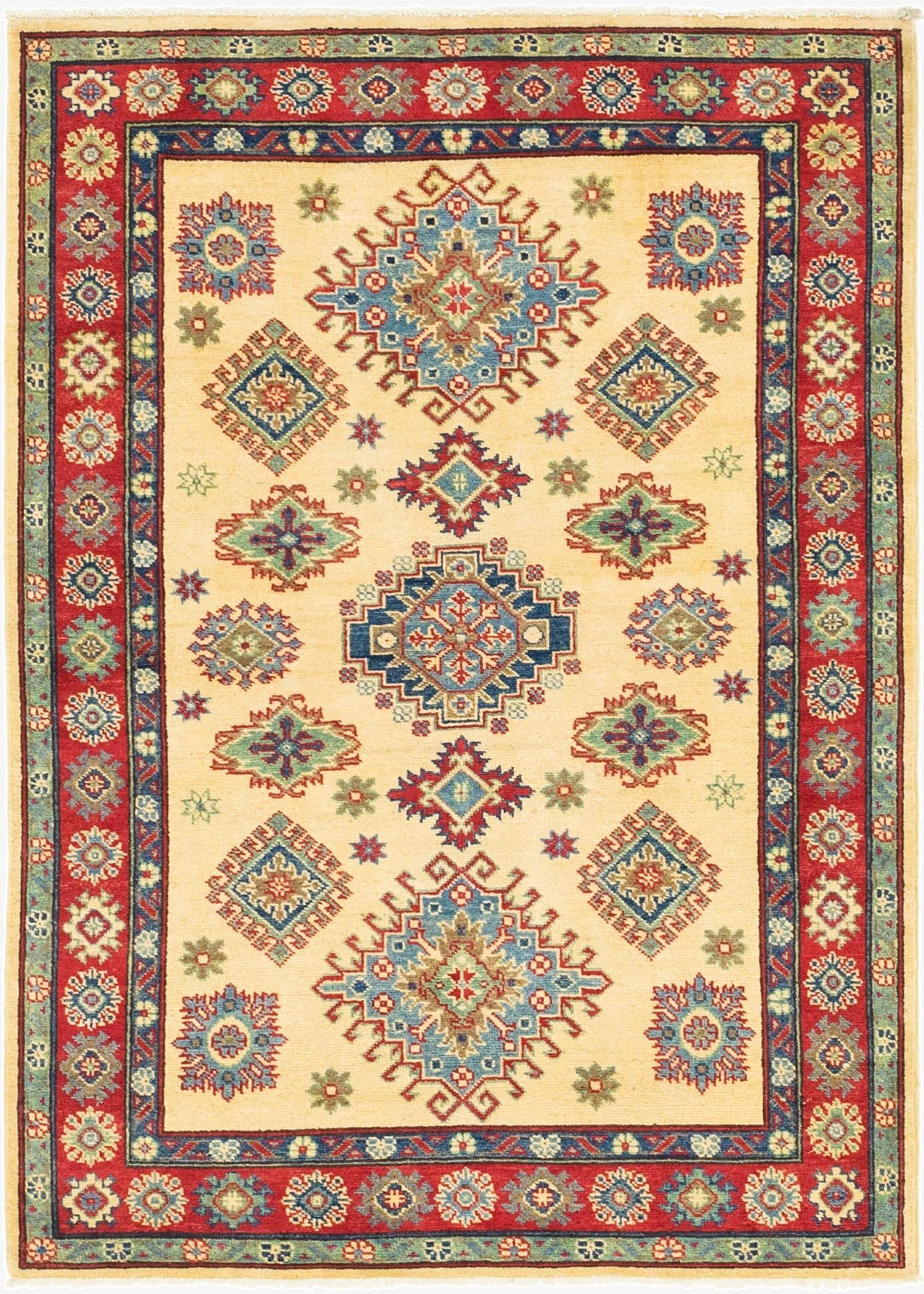  4' x 5' 7  Hand Knotted Kazak Rug