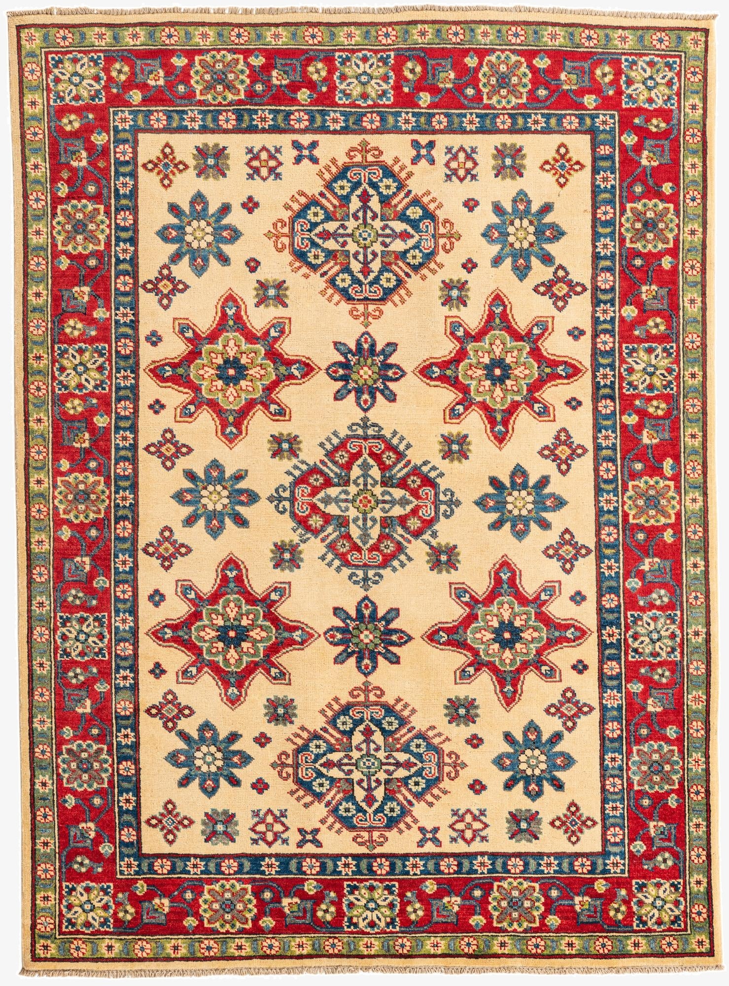  4' 10 x 6' 7  Hand Knotted Kazak Rug