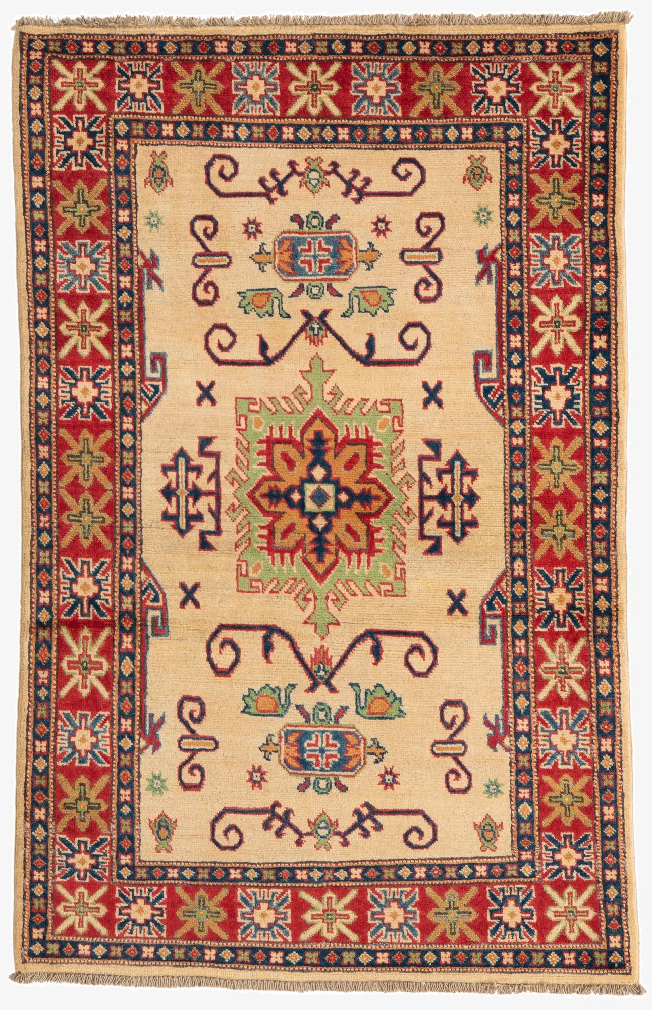  3' 3 x 5' 1  Hand Knotted Kazak Rug