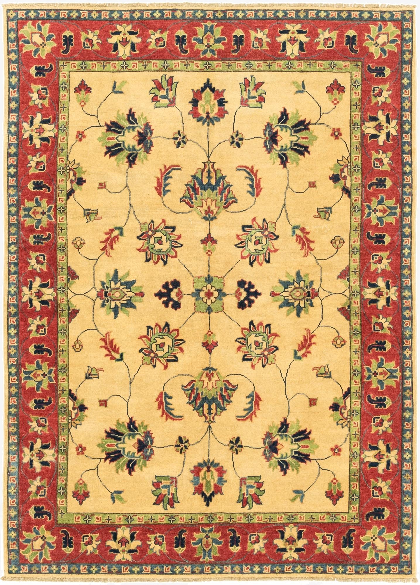  4' 10 x 6' 9  Hand Knotted Kazak Rug