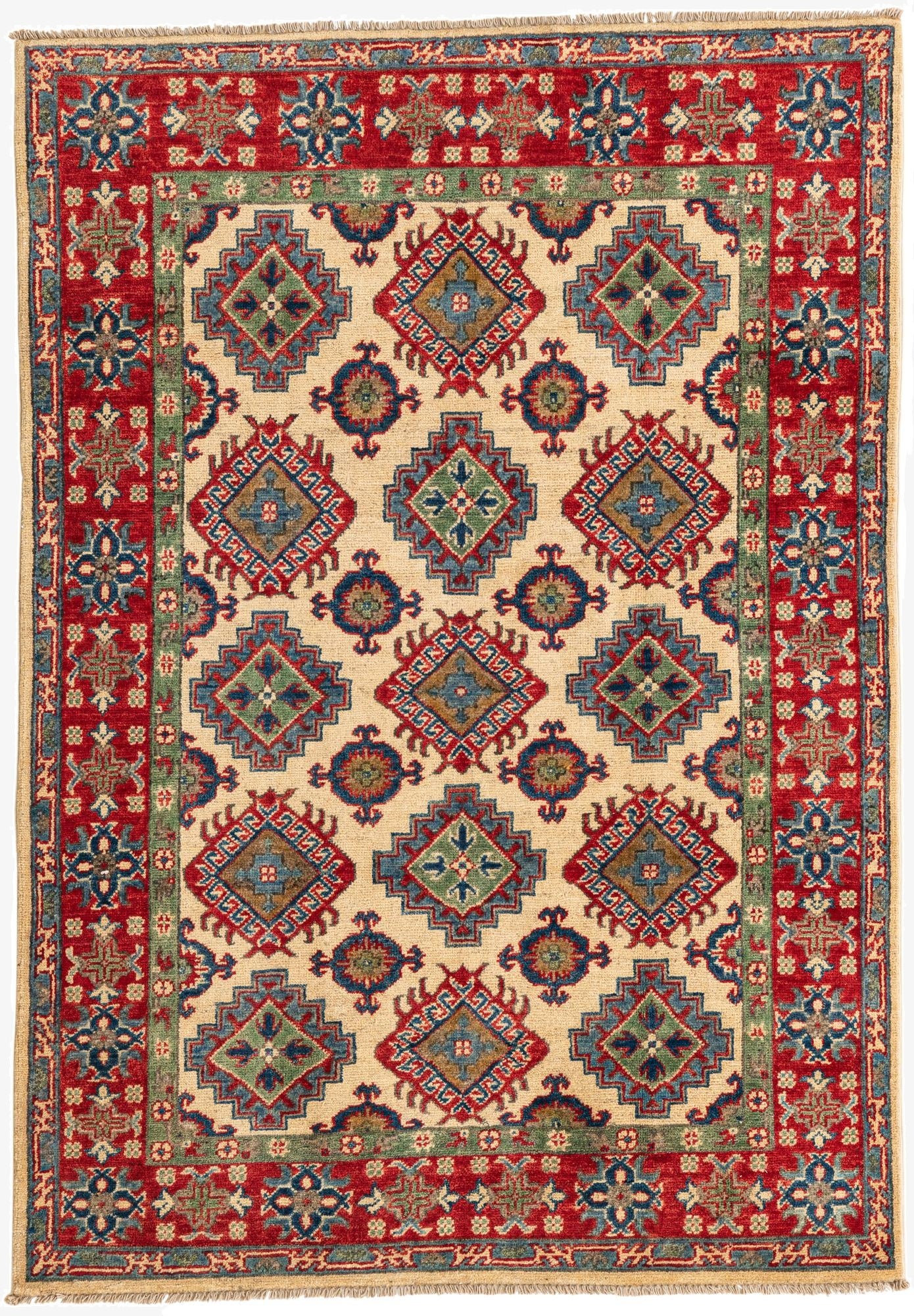  4' x 5' 7  Hand Knotted Kazak Rug