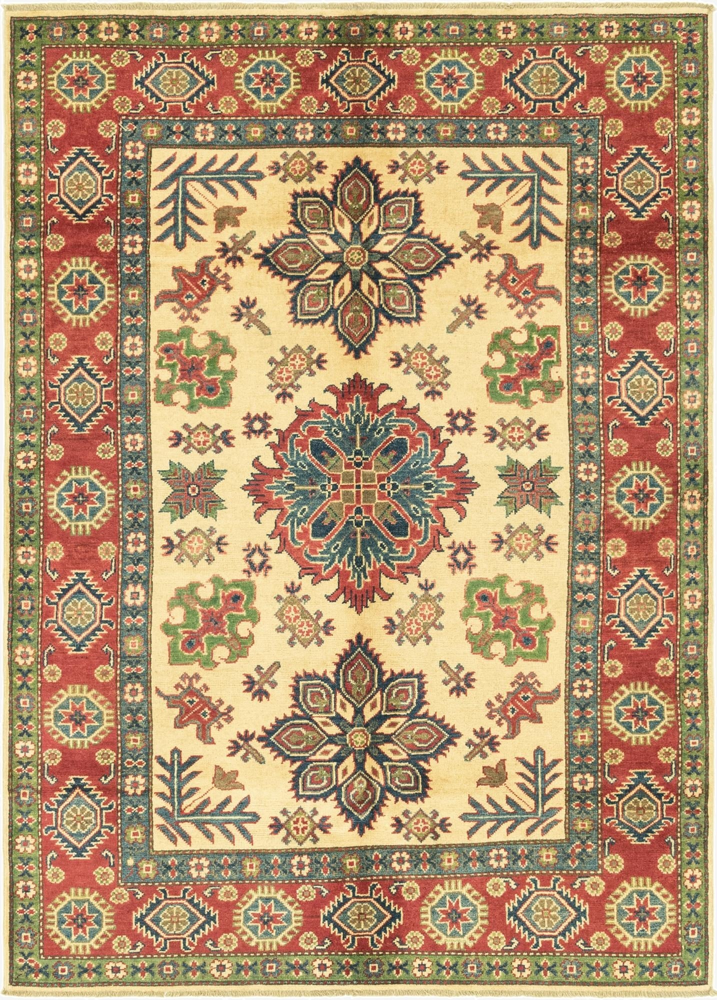  5' 1 x 7' 2  Hand Knotted Kazak Rug