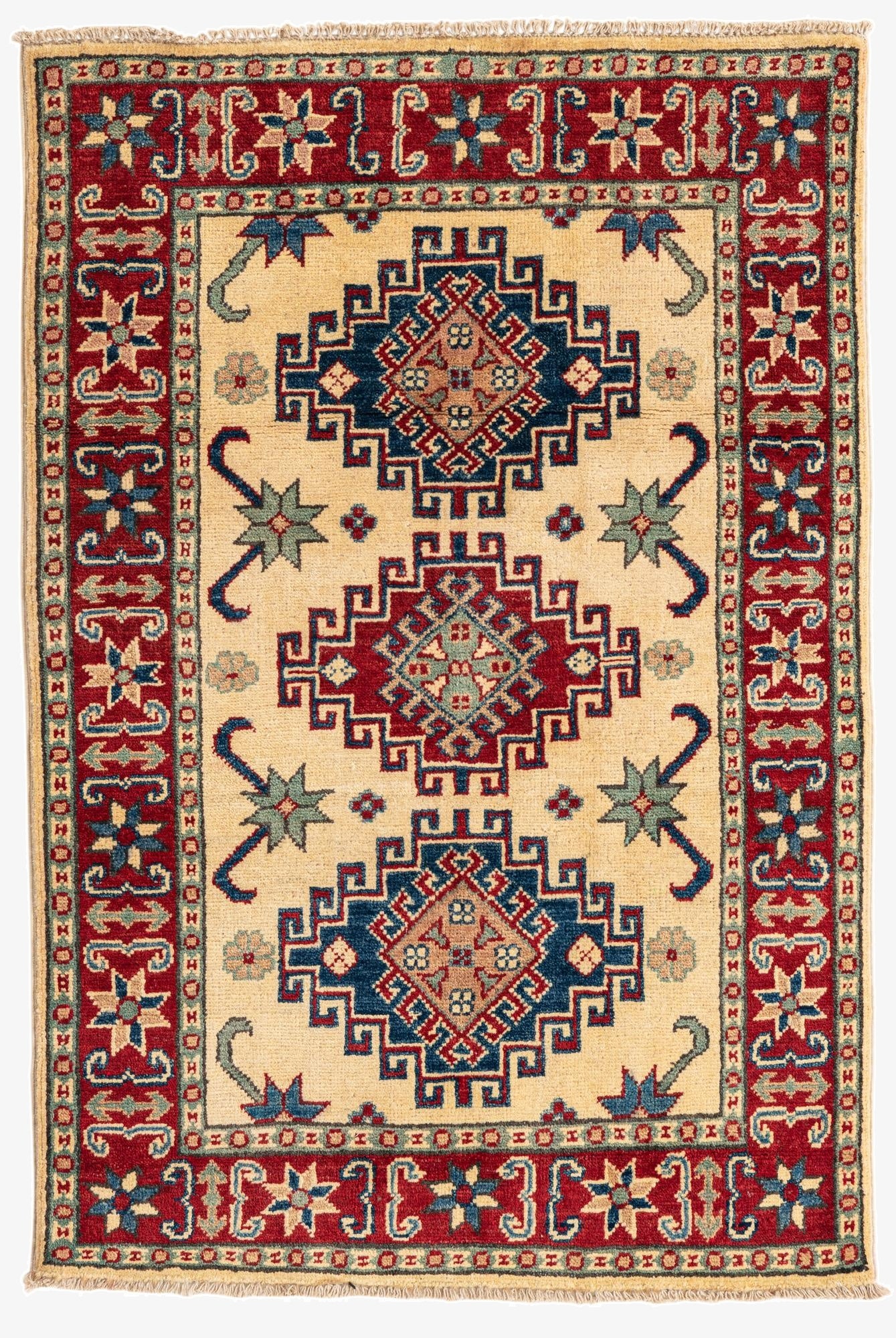  2' 10 x 4' 2  Hand Knotted Kazak Rug