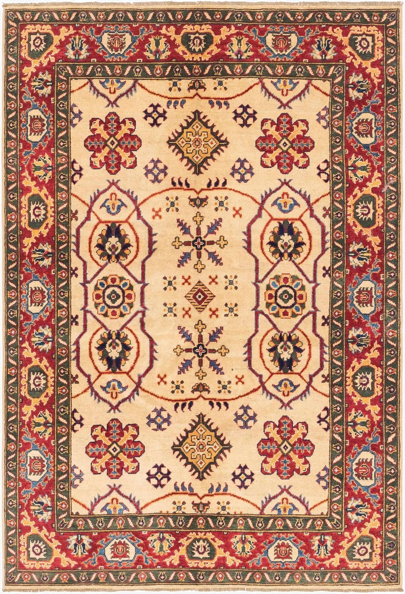  4' 11 x 7' 1  Hand Knotted Kazak Rug