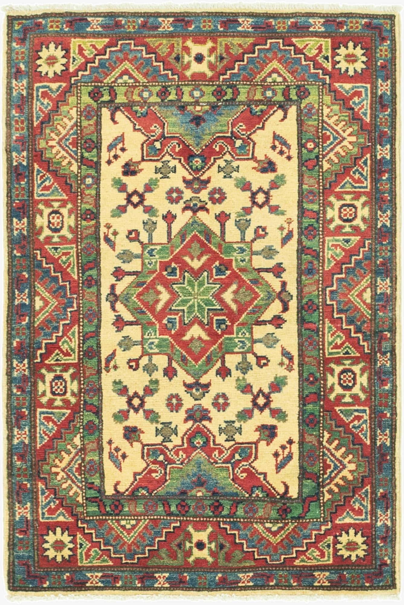  2' 9 x 4' 2  Hand Knotted Kazak Rug