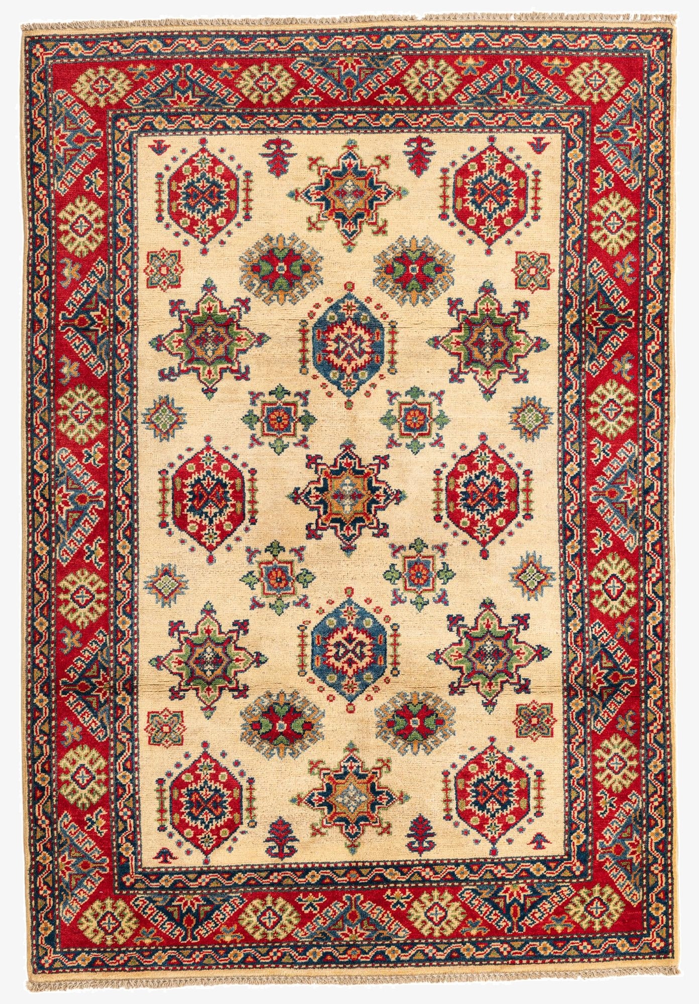  4' 2 x 6' 2  Hand Knotted Kazak Rug