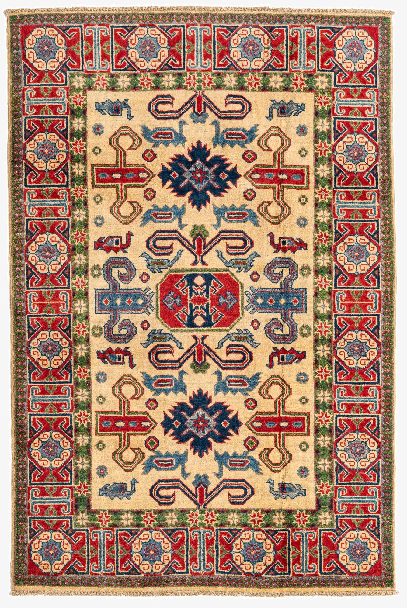  4' x 6' 1  Hand Knotted Kazak Rug