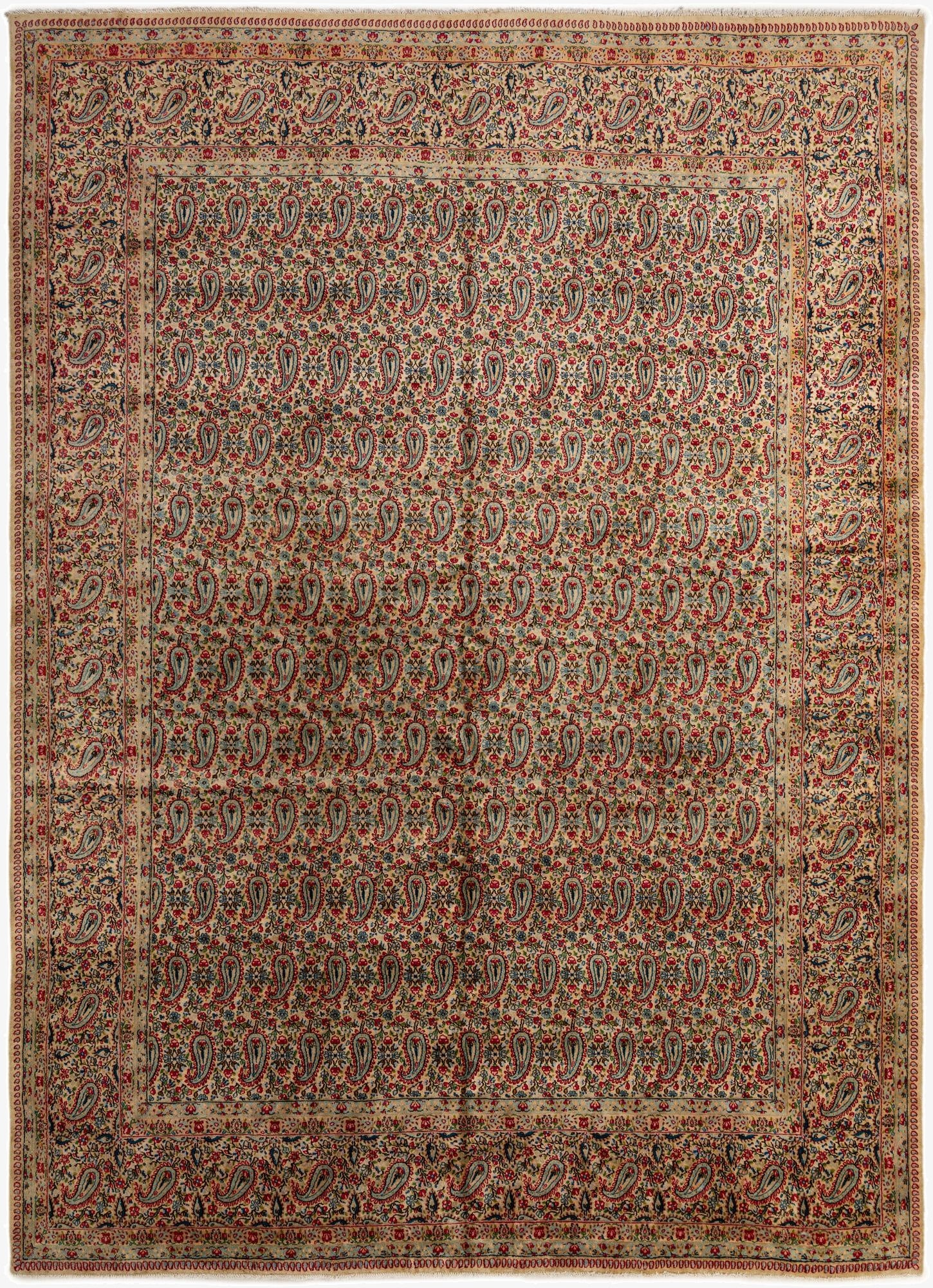  9' 11 x 13' 7  Hand Knotted Kerman Persian Wool Rug