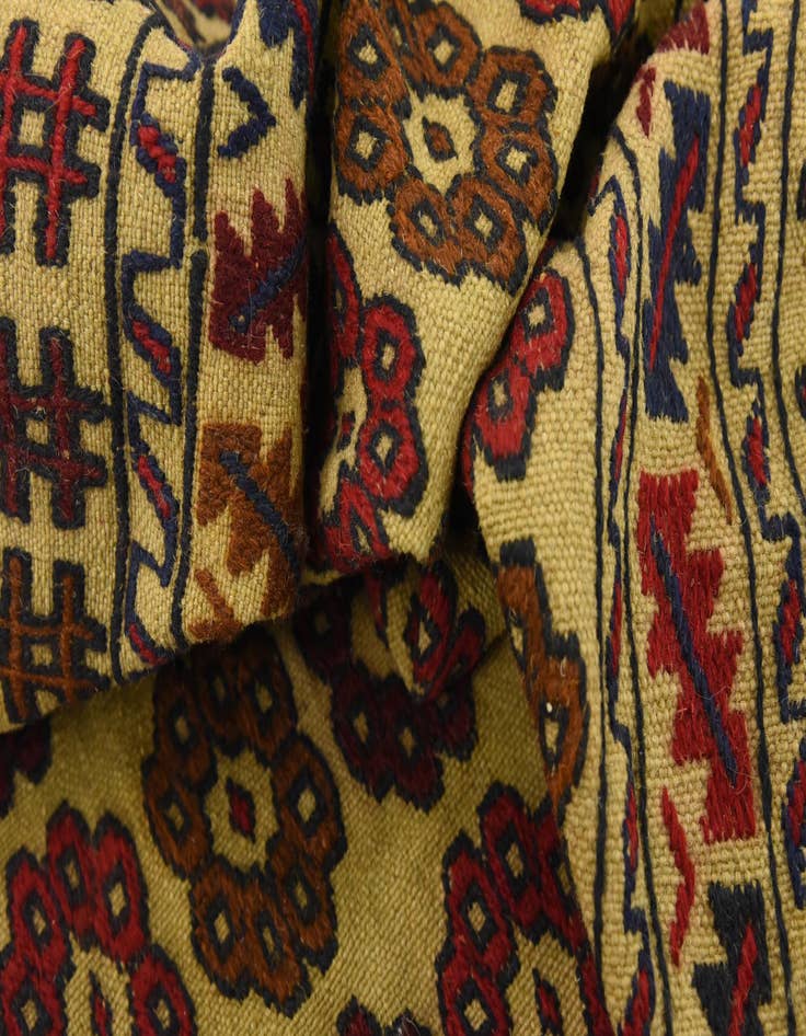 Detail image of  4' 3 x 6' 6  Hand Woven Kilim Afghan Wool Rug