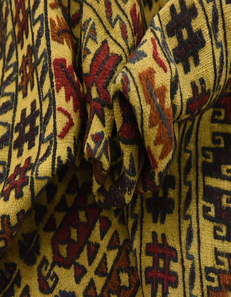 Detail image of  4' x 6' 8  Hand Woven Kilim Afghan Wool Rug