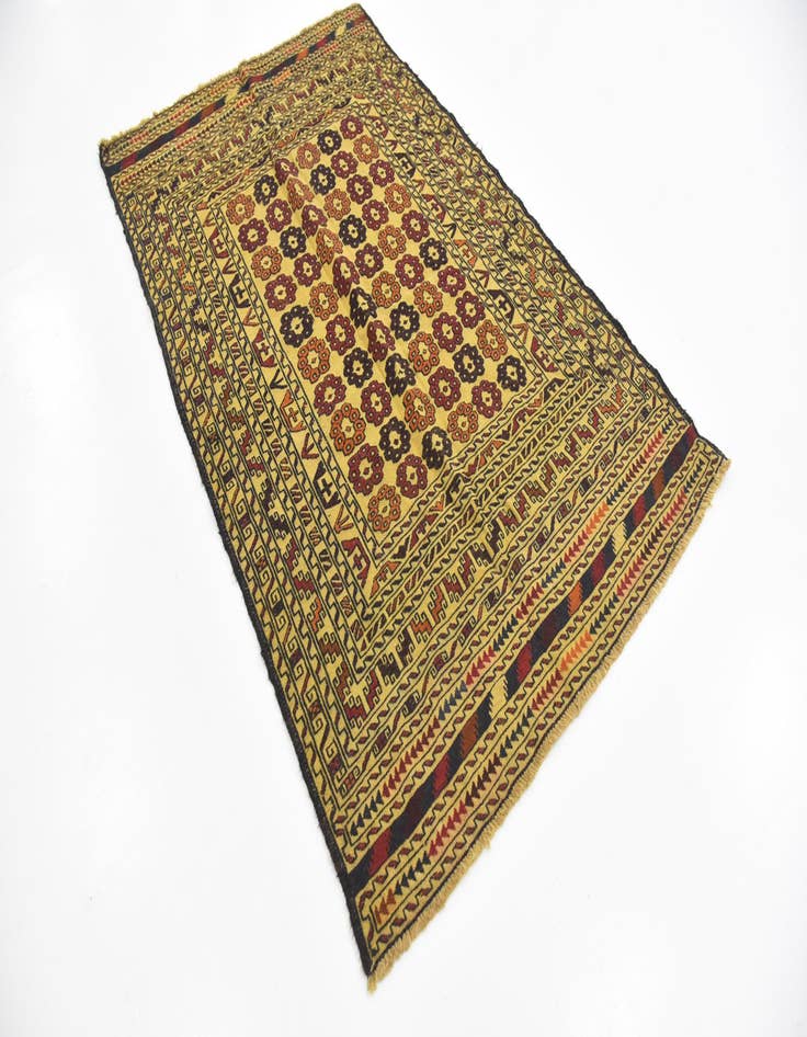 Detail image of  3' 10 x 6' 3  Hand Woven Kilim Afghan Wool Rug