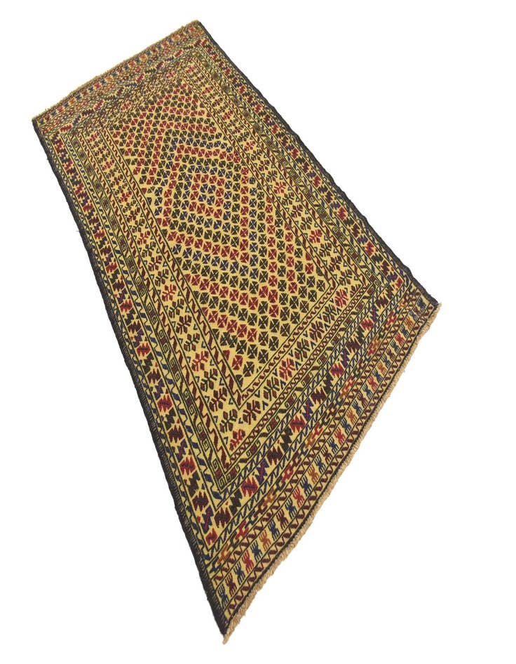 Detail image of  3' 9 x 6' 4  Hand Woven Kilim Afghan Wool Rug