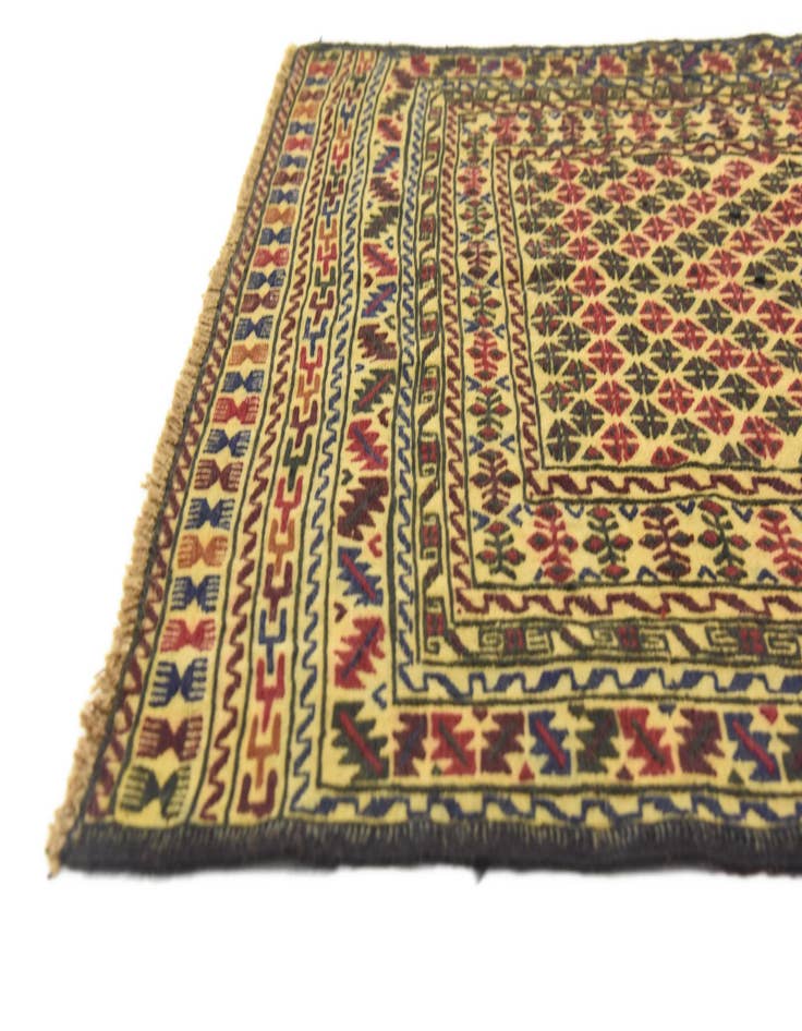 Detail image of  3' 9 x 6' 4  Hand Woven Kilim Afghan Wool Rug