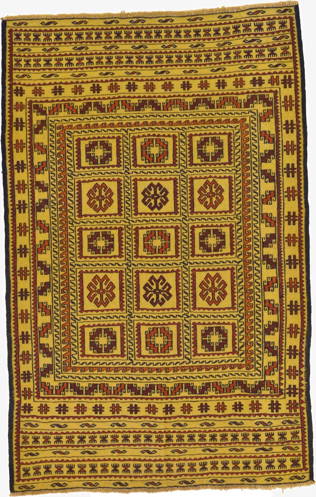  4' x 6' 2  Hand Woven Kilim Afghan Wool Rug