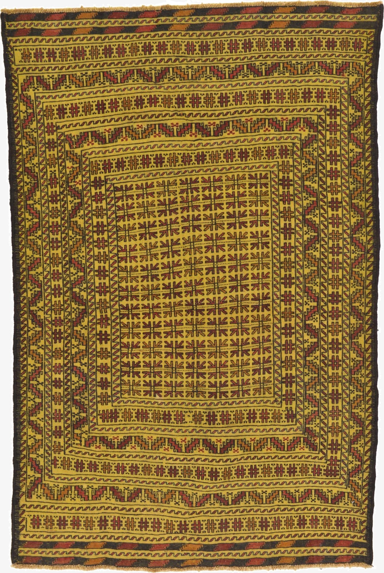  4' 4 x 6' 5  Hand Woven Kilim Afghan Wool Rug