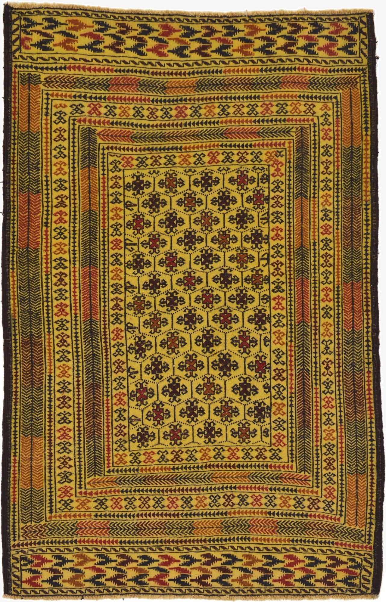  4' 2 x 6' 4  Hand Woven Kilim Afghan Wool Rug