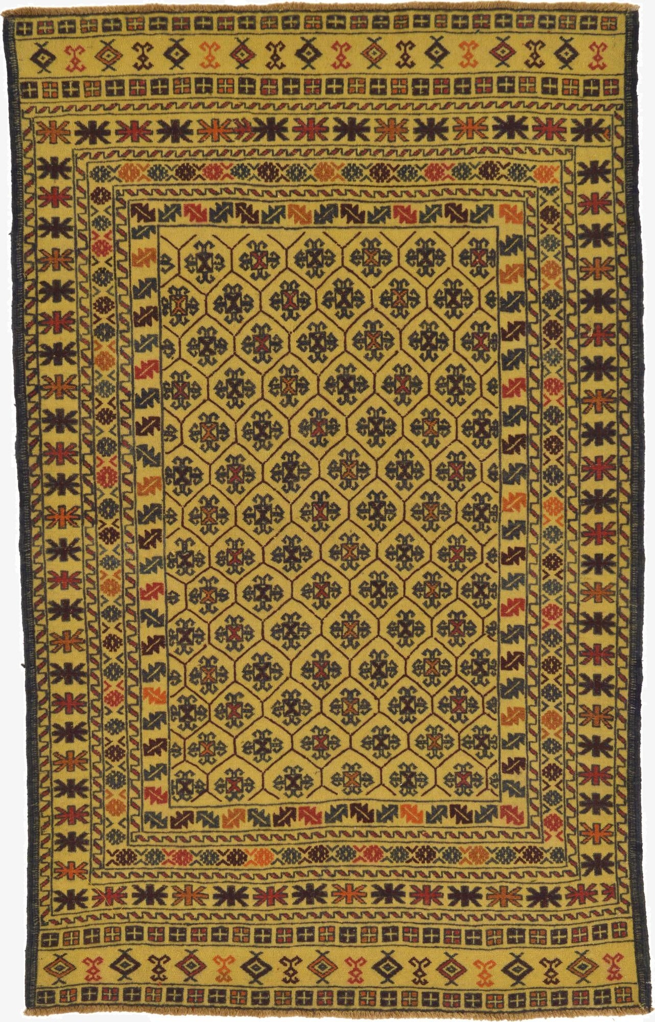  4' x 6' 6  Hand Woven Kilim Afghan Wool Rug